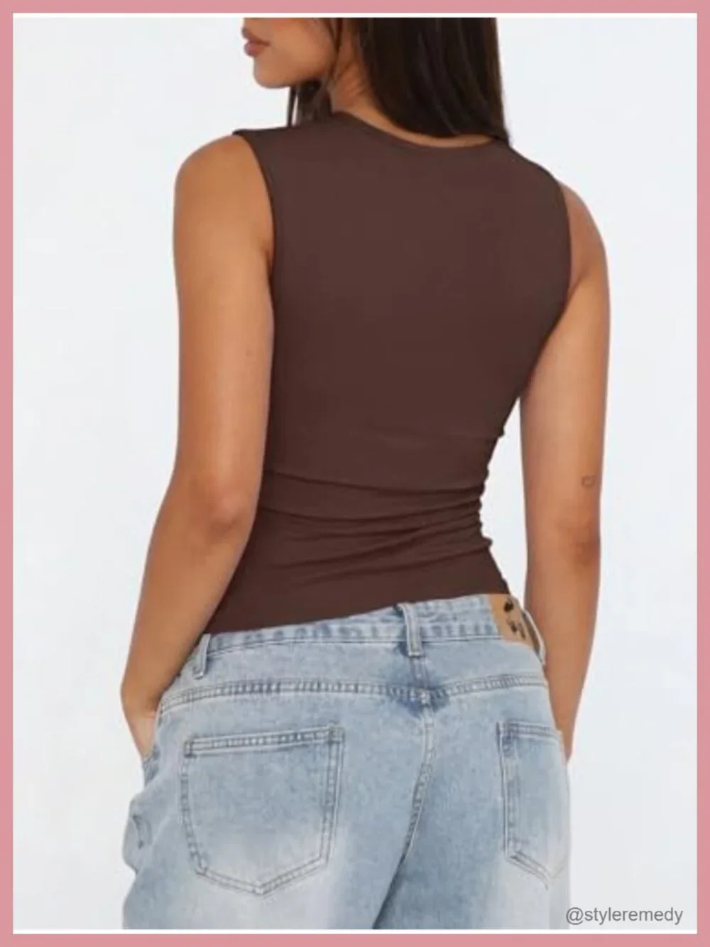 Ribbed Square Neck Crop Tank Top Sleeveless Button Down Vest